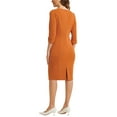 thumbnail image 3 of INSPIRE CHIC Women's Vintage Dress 3/4 Sleeve Wear-to-Work Sheath Dresses S Orange, 3 of 6