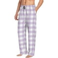thumbnail image 3 of Mens Pajama Pants - Soft Sleep & Lounge Pants for Men, Purple Checkboard Cuteness Casual PJ Bottoms Pants with Pockets, 3 of 5