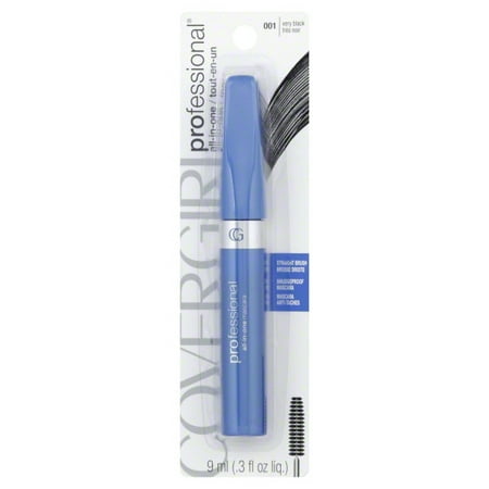 COVERGIRL Professional All In One Straight Brush Mascara Very Black 001, 0.31