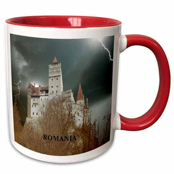 3drose, Dracula Castle in Romania, 11oz Two-tone Red Mug