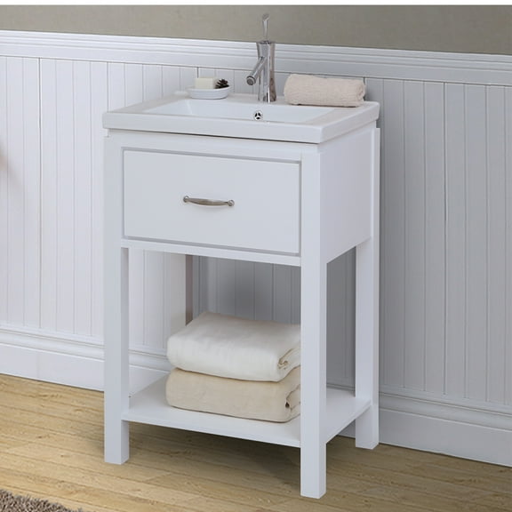 24" Bathroom Vanity with Ceramic Sink in White (Monroe 24 combo)