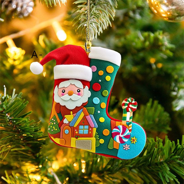 Calcetines Navideños Rojos De Papá Noel Llavero Decorativo Acrílico Colgante Para El Coche Retrovisor