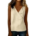 thumbnail image 6 of ClodeEU Women's V Neck Sleeveless Linen Blend Top,Solid Color Casual Tank Tops Beige,Women's Plus L, 6 of 7