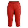 thumbnail image 5 of Ounisa Women's Plus Size Solid Pants with Pockets Casual Soft Breathable Lightweight Cropped Capris, 5 of 8