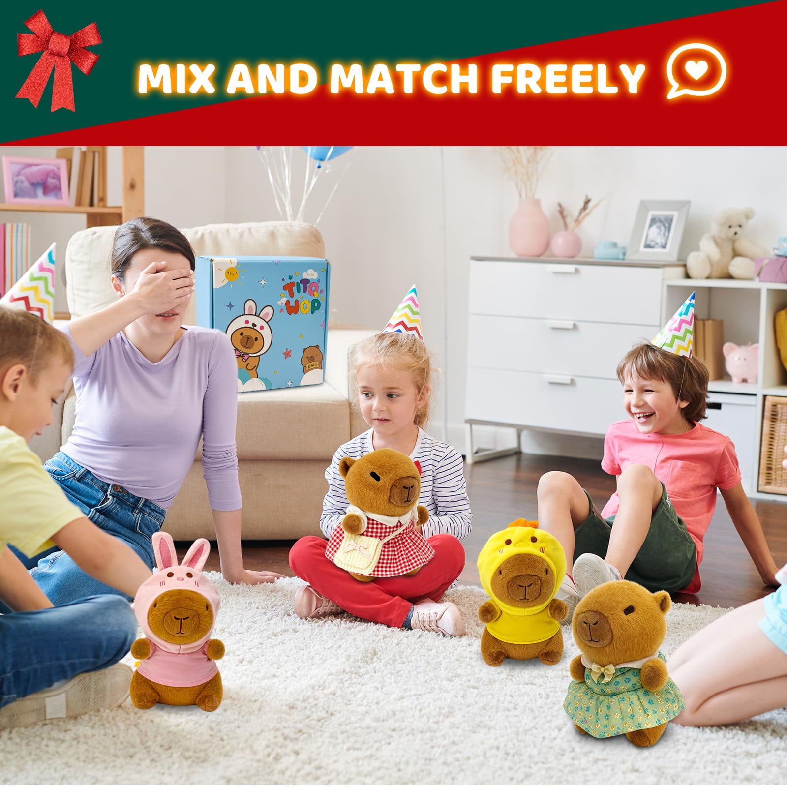 YSZZYSM Capybara Plush Set with 9 Dress-Up Pieces, Stuffed Animal Toy with Outfits & Accessories for Kids Girls Ages 3-7