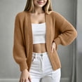 thumbnail image 2 of Wenini Women's Fall Solid Color Long Sleeve Knit Cardigan Sweater Outerwear Top Without Button, 2 of 6
