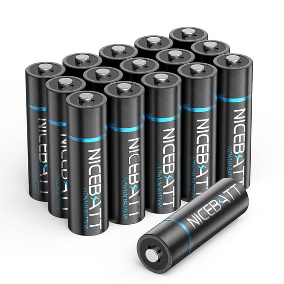 NICEBATT Lithium AA Batteries 3500mAh 16 Count, 1.5V High Capacity Double A Battery for Blink Camera Freezer Thermometer etc