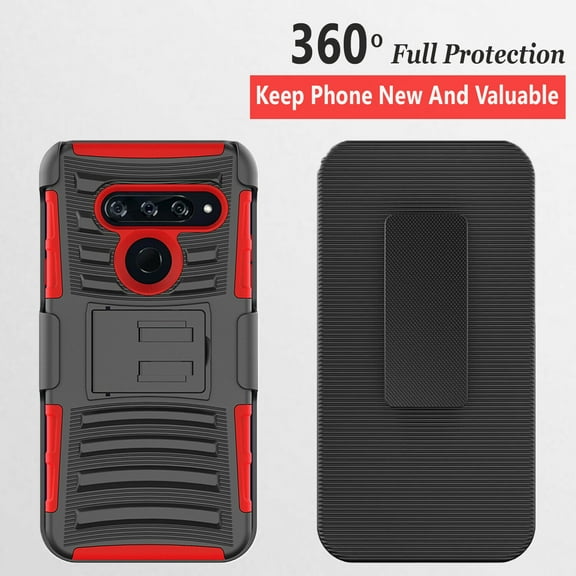 LG K51 Phone Case, LG Reflect (LM-K500) Case, [NOT FIT LG K50] Dual Layers [Combo Holster] And Built-In Kickstand Hybird Shockproof (Red)