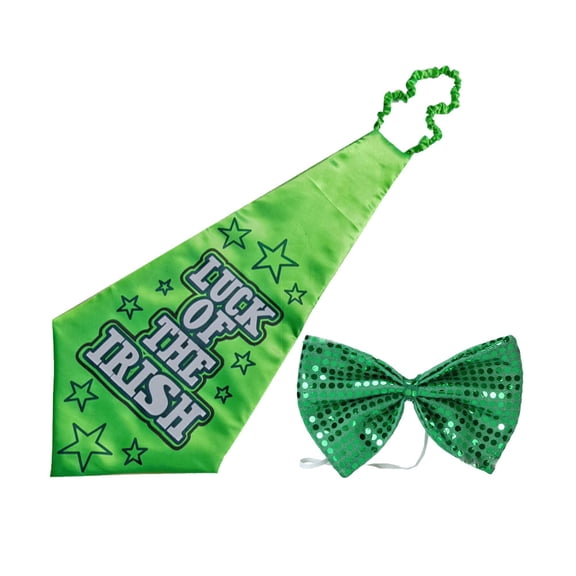 Toyvian FRCOLOR 2pcs Stylish Sequin Bow Tie Adjustable Fashion Tie for St Patrick's Day Party Costume Accessories Men Women