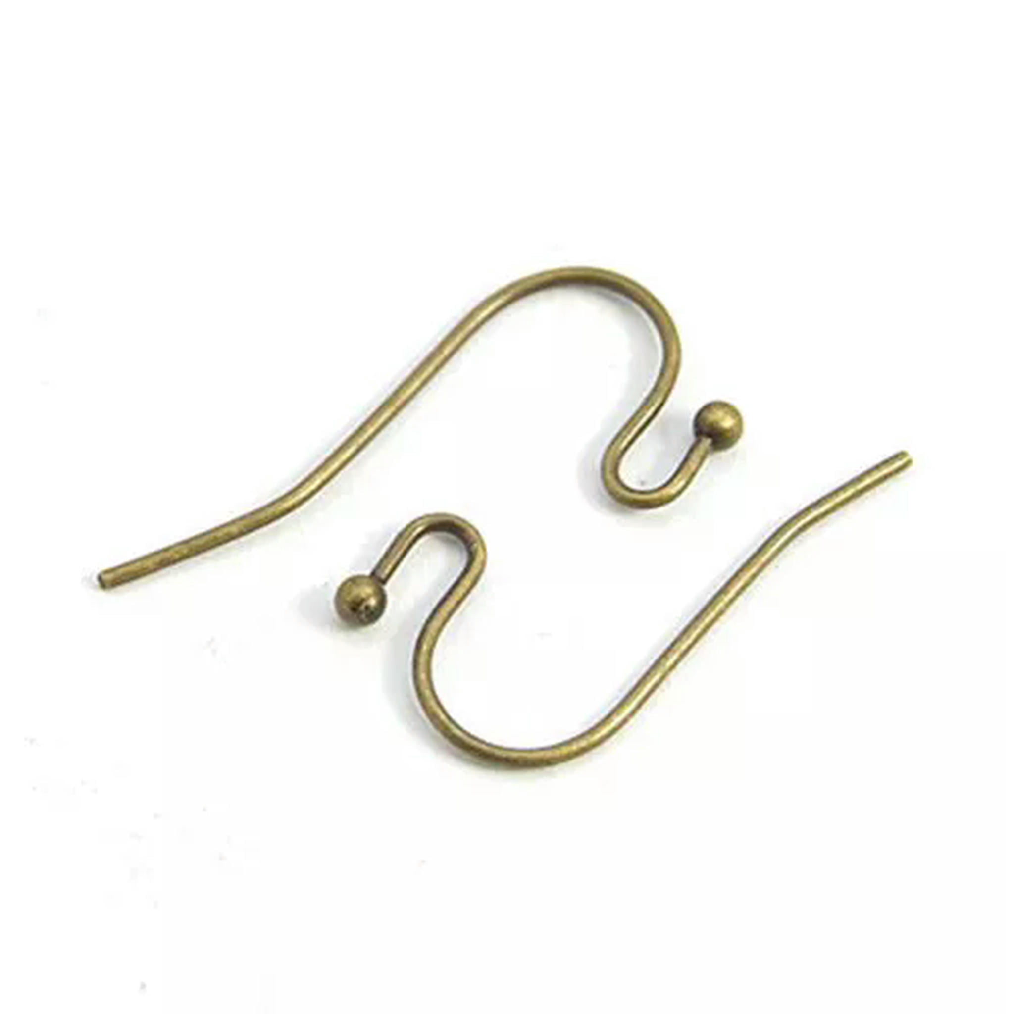 U8MO 2000PCS Brass Earring Hook Earwire For DIY Jewelry Earring Making 22x11x0.75mm-Antique Bronze