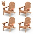 thumbnail image 6 of FODINGHILL Outdoor Folding Adirondack Chair set of 4, HDPE All Weather Patio Chair with Cup Holder for Deck Backyard Garden, Teak, 6 of 9