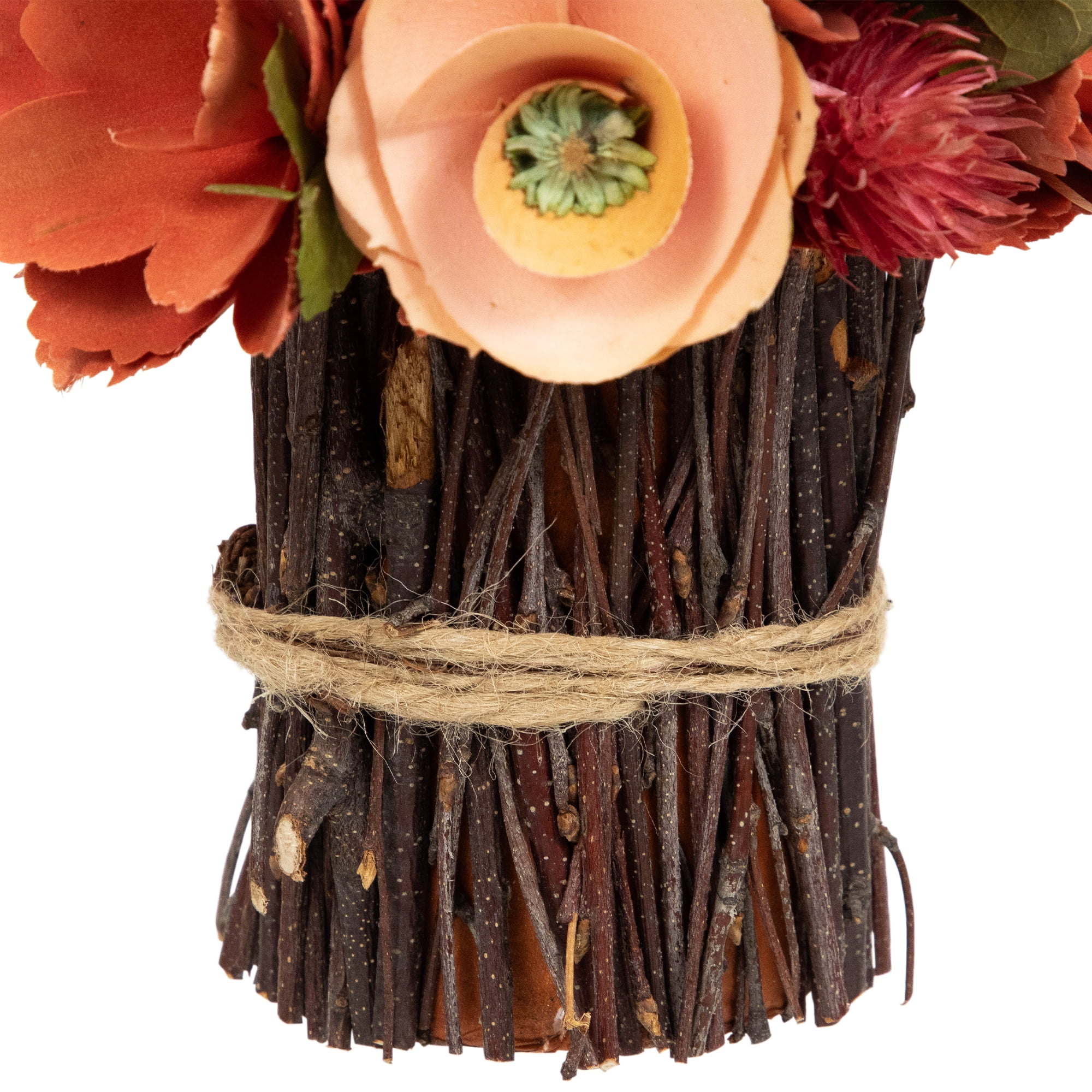 Northlight Artificial Mixed Floral Wooden Spring Bouquet - 9" - Red and Pink