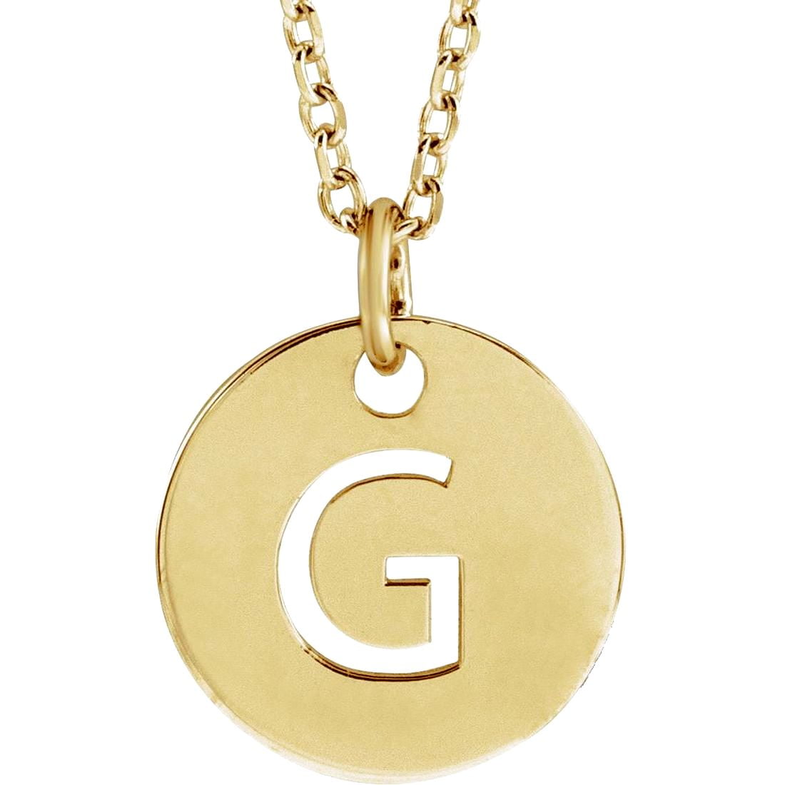 925 Sterling Silver 18k Yellow Gold Plated Letter Name Personalized Monogram Initial G 10mm 16-18 Inch Polished Initial