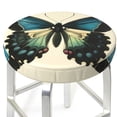 thumbnail image 3 of Lsque Blue Black Butterfly Art Pattern Round Bar chair cushion covers Velvet Fabric Premium Comfort Protects from Scratches and Stains for 14-17 Inch Chair-12 inch, 3 of 7