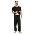 thumbnail image 3 of ANLIQI Soft v-neck Top Short Sleeve & Bottom Pants with Pockets Men's Loungewear Sets Men's 100% Cotton Pajama Set (B_XL_NEW), 3 of 7