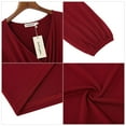 thumbnail image 5 of HA-EMORE Surplice Neck Long Sleeve Casual Winter Party Wedding Guest Thanksgiving Day Bodycon Pencil Mini Dress for Women, 5 of 9