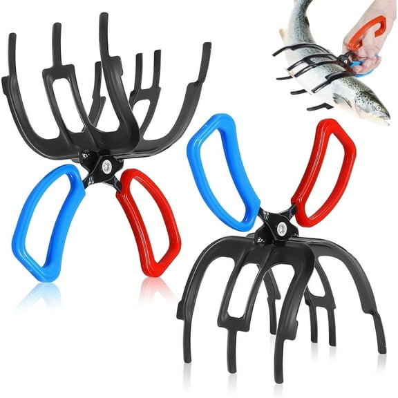 Fish Gripper,3 Claw Non-Slip Fishing Pliers Gripper with Plastic Handle,Fishing Pliers for River Fishing,Sea Fishing,Ice Fishing,Fishing Tackle Control Clamp,2 Pcs