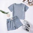 thumbnail image 2 of VNKIDY Toddler Boys Girls Short Sleeve Solid Color O-Neck Sweatshirt Pullover Tops Shorts Outfits Sets Boho, 2 of 8