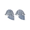 thumbnail image 2 of Cjfdfy Toddler Girls Denim Outfit Fashion Solid Color Long Sleeve Button Down Collared Jacket with Skirt 2Pcs Fall Set Cute Cowgirl Outfits Toddler Girls Denim Skirt Outfit Cowgirl Outfit 1-6T, 2 of 9