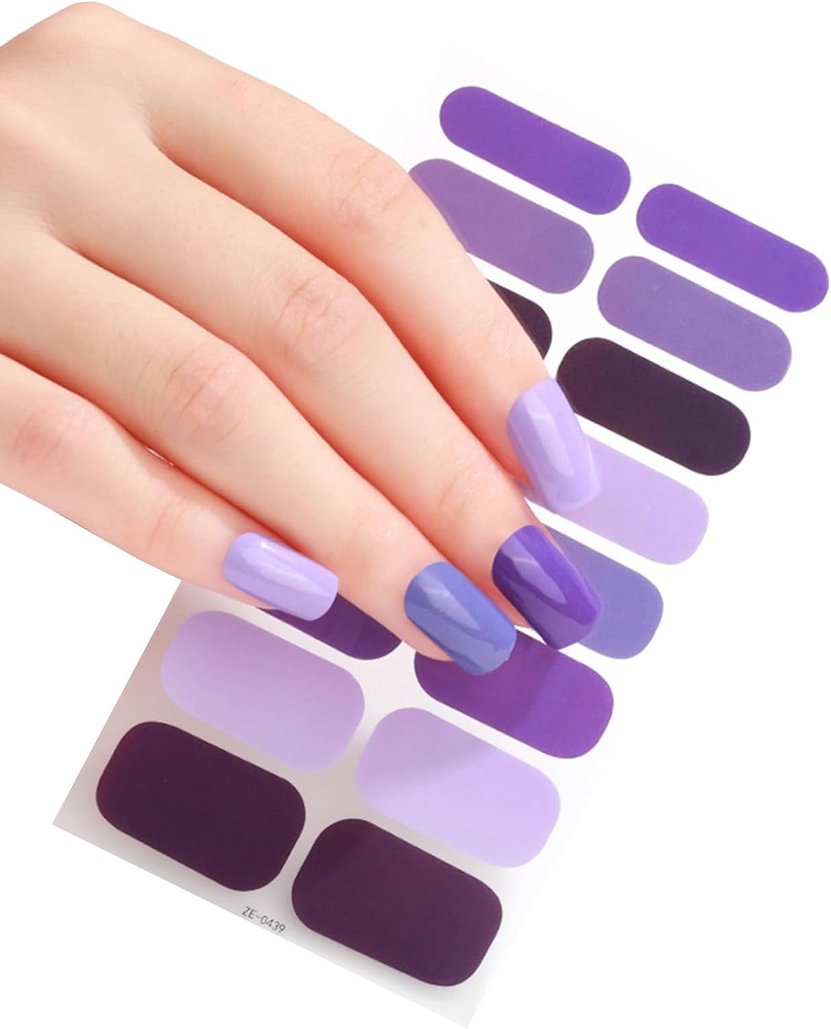 LINLIN 16 Strips Semi Cured Gel Nail Stickers Set for UV Lamp Designer 3D Nails Polish Wraps Fashion Gel Nail Art Stickers Self-Adhesive Nail Polish Strips Nail Polish Wraps