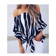 thumbnail image 5 of Uhndy Women's Summer Bobo Causal Bardot Off Shoulder Tops Shirt Blouse-LQ, 5 of 6