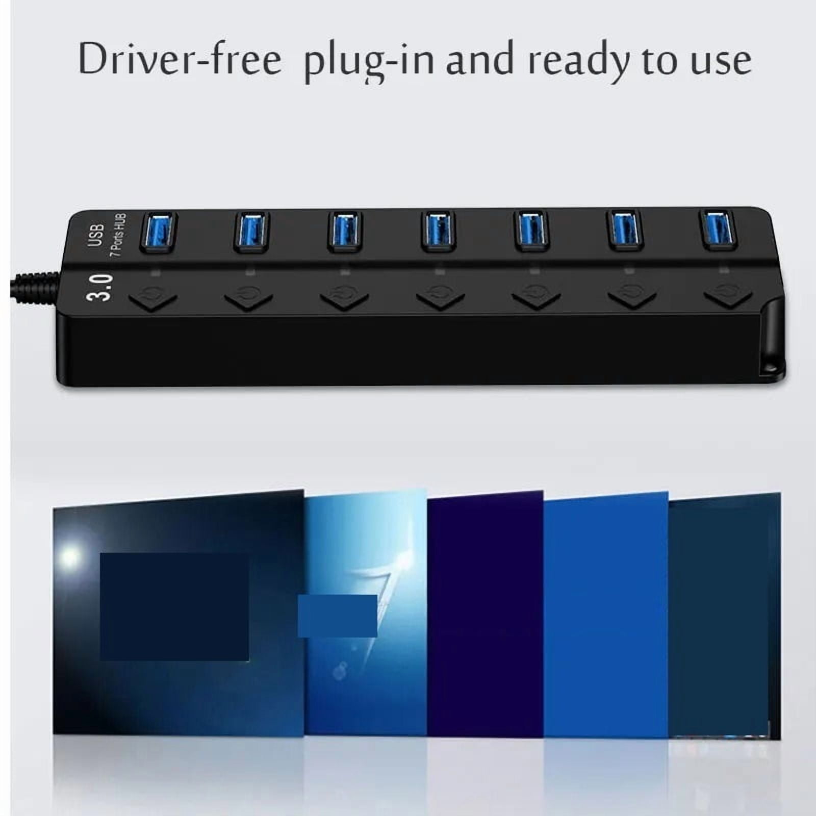 7 Port Multi USB Power Adapter USB 3.0 Splitter Hub Multiple Expander Switch Cable Docking Stations ,Fast Charging Devices