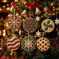 thumbnail image 5 of DIY Diamond Art Painting Christmas Wooden Ornaments Kit (Set of 6), Round Christmas decorations | Special-Shaped Gem & Pearl Hanging Craft Decor with Twine for Holiday Window Christmas Tree Home, 5 of 5