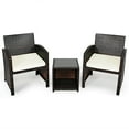 thumbnail image 1 of Gymax 3PCS Rattan Patio Conversation Furniture Set Yard Outdoor w/ White Cushions, 1 of 9