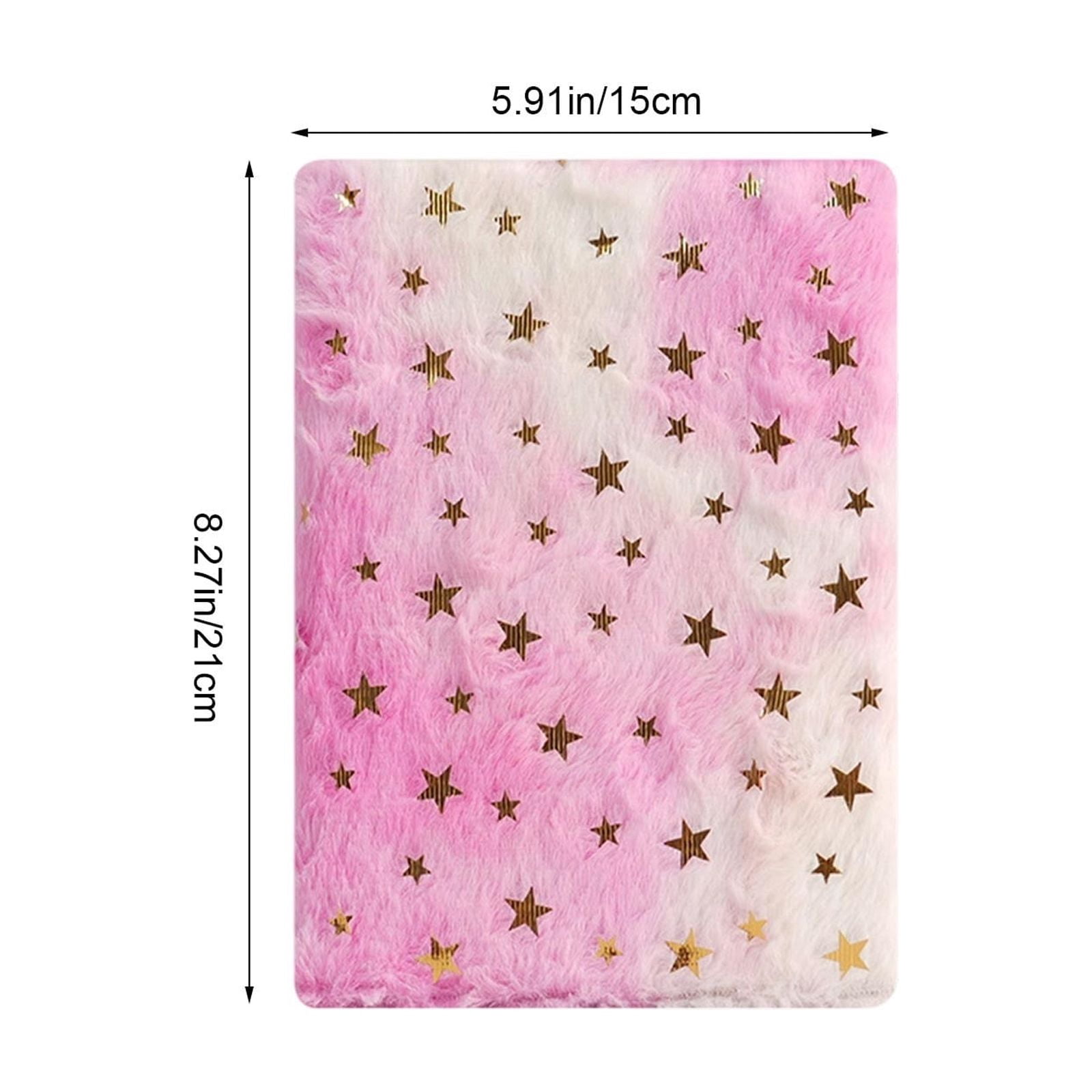Roiihwy Plushes Cover Notebook 8.3x5.9in, Fluffy Journal for Writing, Birthday Gift for Classroom Essentials, MulticolorA