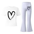 thumbnail image 4 of WOYY Tween Girls Outfits Heart Print Short Sleeve Tshirt Pants Outfits, Sizes 12-13, 4 of 4