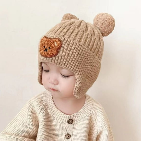 Toddler Winter Hat  Knitted Baby Hat Winter Warm Boys Girls Beanie Fleece Lining Toddler Kids Hats with Pompom