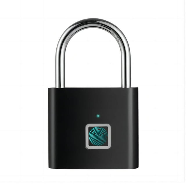 TFixol Compact Fingerprint Padlock with 10 Fingerprint Capacity, Waterproof & Anti-Rust Design, Secure Black Travel Lock SY11 (Built-in Battery)