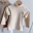 thumbnail image 2 of Bowake T-Shirts Basiques Unis pour Bébé Fille Col Haut Manches Longues en Coton, 2 of 6