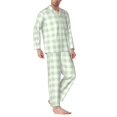 thumbnail image 2 of Balery Green Checkboard Pijama para Hombre de Dos Piezas con Manga Larga, Conjunto de Dormir y Descanso Suave con Bolsillos-Small, 2 of 7