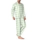 thumbnail image 2 of Balery Green Checkboard Pijama para Hombre de Dos Piezas con Manga Larga, Conjunto de Dormir y Descanso Suave con Bolsillos-Large, 2 of 7