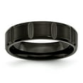 thumbnail image 1 of Titanium Grooved Black IP-plated 6mm Matte Brushed Finish and Wedding Band Ring Size 12.5, 1 of 7