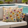 thumbnail image 4 of Vintage Spring Floral Outdoor Waterproof Pillow Covers, Summer Botanical Pastoral Flowers Decorative Square Throw Pillowcase Sofa Cushion Sham for Patio/Couch/Chair, 16"x16" 2 Pack, 4 of 8