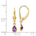thumbnail image 2 of 14k Yellow Gold Amethyst February Earrings Drop Dangle Birthstone, 2 of 6