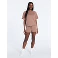 thumbnail image 2 of Joyspun Women's French Terry Lounge Sleep Short Sleeve Top and Shorts Set, 2-Piece, Sizes XS-3X, 2 of 5