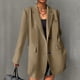 thumbnail image 4 of Gibobby Blazer de mujer elegante Traje de Trabajo Informal de Manga Larga para Oficina Blazer De Color Liso Negocio Ajustado(Caqui,XL), 4 of 5