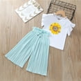 thumbnail image 2 of Gerichy Toddler Baby Girl Clothes Set Kids Clothing Summer Sunflower T Shirt Tops Chiffon Ruched Loose Pants Children Clothes Outfits For Girl 3-4 Years, 2 of 4