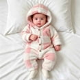 thumbnail image 3 of YHAJDS Girls Boys Winter Fleece Clothes Hooded Romper Snowsuit Footed Jumpsuit, 3 of 4