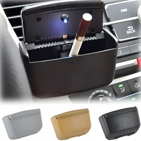 MELIVO Auto Car Air Outlet Ashtray Portable with LED Light Ashtray Smokeless Smoking Stand Square Cup Holder Trash Can