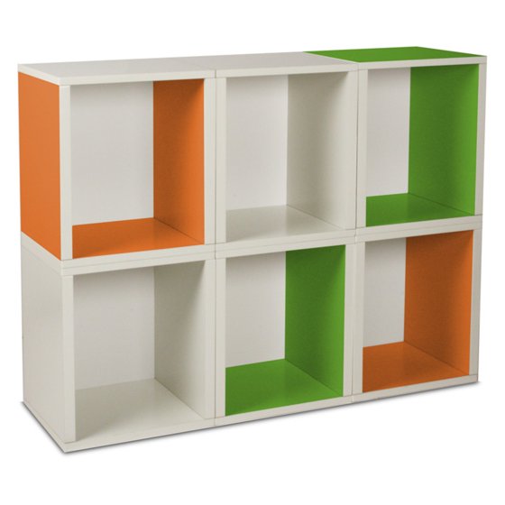 Way Basics Eco Stackable Modular Storage Cubes Plus, Green/Orange/White