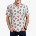 thumbnail image 3 of Balery Hand Drawn Strawberry Printed Men’s Short Sleeve Polo Shirt, Midweight Men's Shirt,Golf Polo shirts -Large, 3 of 9