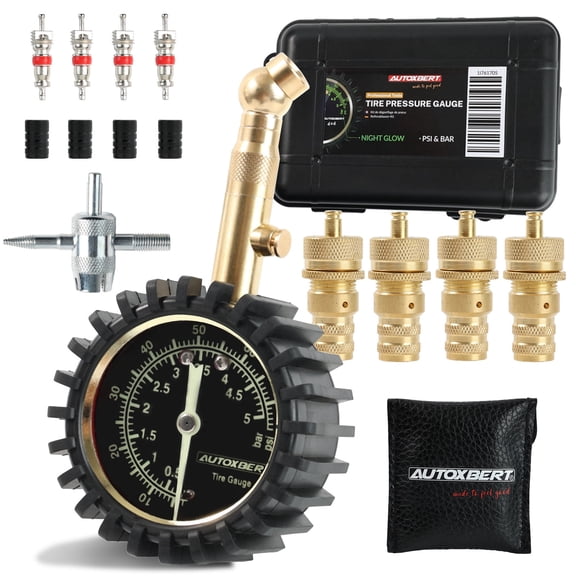 AUTOXBERT 0-75 PSI Tire Pressure Gauge Glow Dia with 6-30 PSI Tire Deflators x4 off Road Accessories
