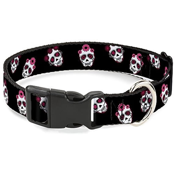Buckle-Down BAC-W34568-NL Breakaway Cat Collar, 1 2" Wide-Fits 9-15" Neck-Large, Sugar Skulls