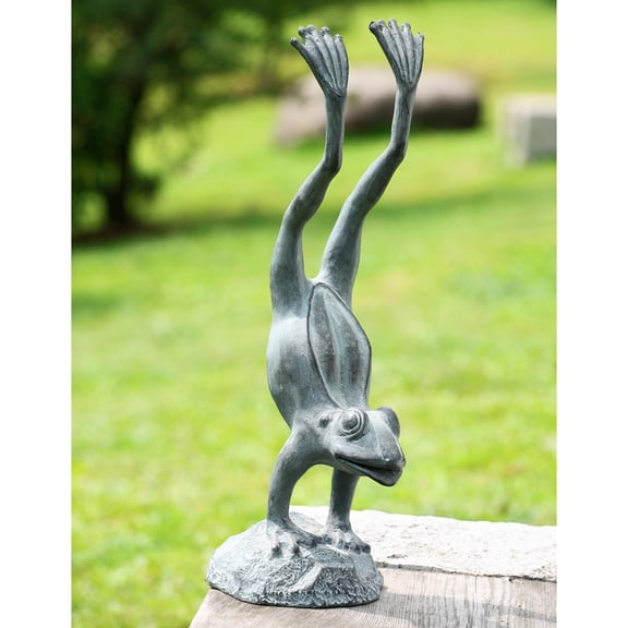 SPI Home Cast Aluminum Acrobatic Frog Garden Sculpture 19 inches High