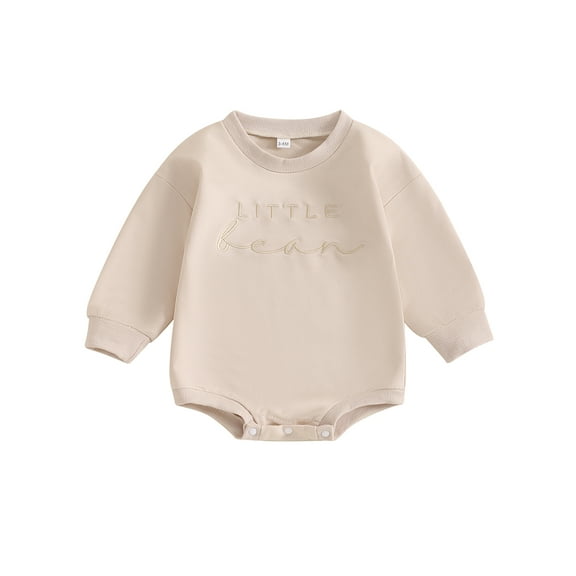 Loliuicca Baby Sweatshirt Romper Classic Letter Embroidery Long Sleeve Bodysuit