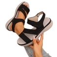 thumbnail image 3 of HAJWOH Orthopedic Sandals for Women Arch Support Flat Wedge Sandals Wide Non Slip Slip on Sneakers Beach Vacation 2026 New Orthopedic Shoes Black 42, 3 of 4